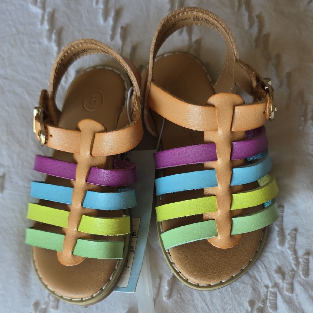 Kids Multicolor Strappy Sandals - Tan Base